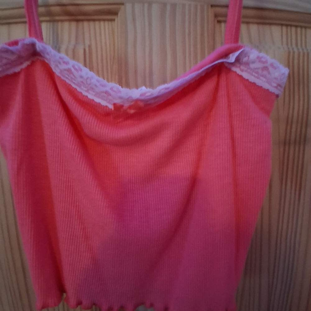 Elegant Pink Lace Trim Camisole